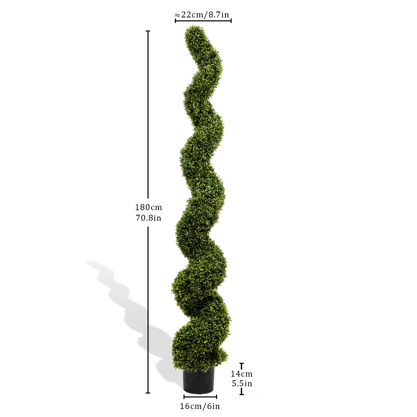 6FT Spiral Topiary Trees Artificial Outdoor Faux Boxwood Plants Large Twisted Green Potted Trees for Garden Front Porch Patio Planter Decoration, 2pcs/set