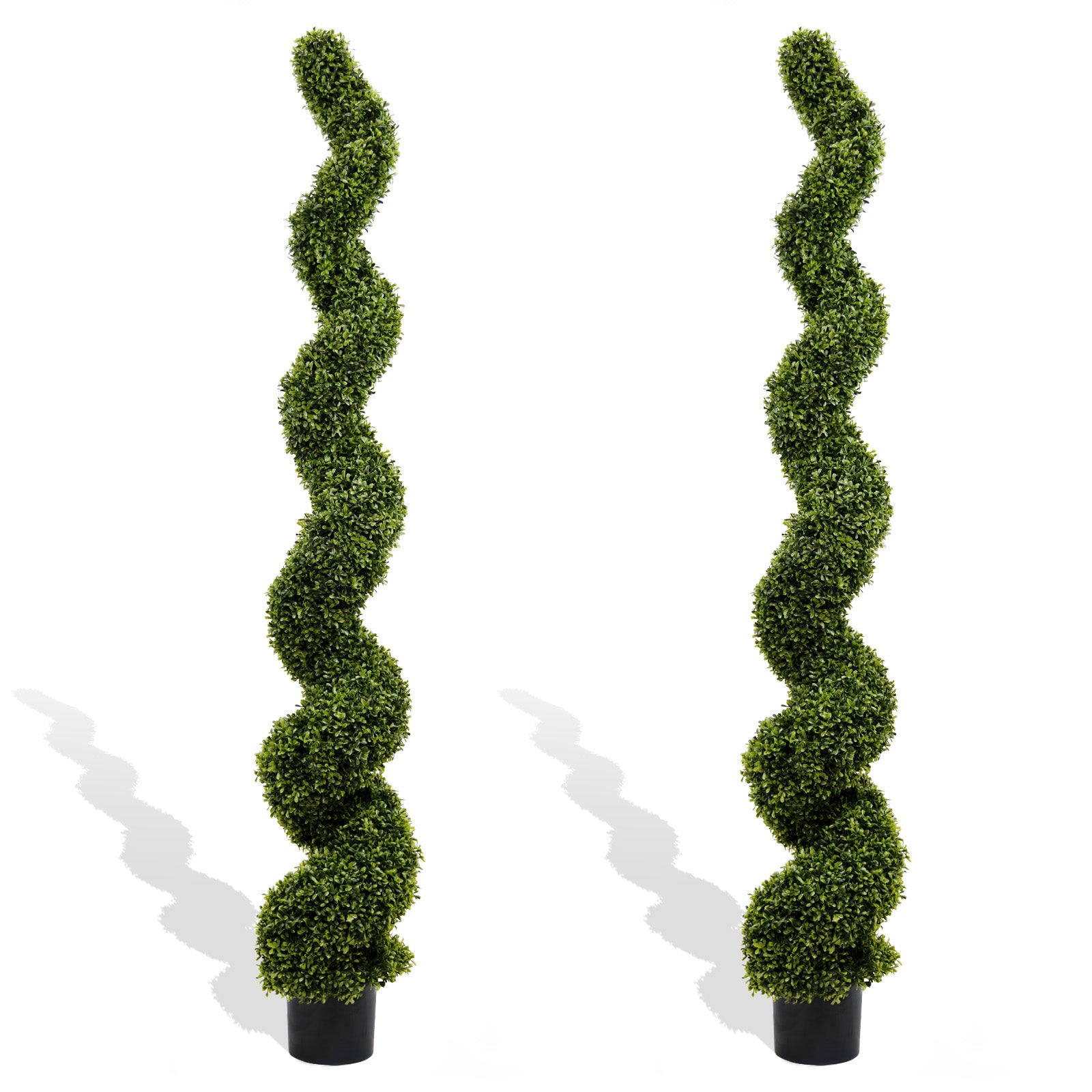 6FT Spiral Topiary Trees Artificial Outdoor Faux Boxwood Plants Large Twisted Green Potted Trees for Garden Front Porch Patio Planter Decoration, 2pcs/set