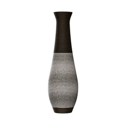 Hand-Woven PVC Rattan Floor Vase, 39.3 Inch Tall Decorative Vase for Home Decor, Brown Two-Tone Farmhouse Vase for Living Room, Bohemian & Coastal Style (5.51in Top, 6.29in Base)
