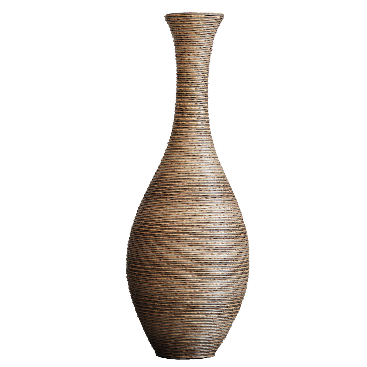 Hand-Woven PVC Rattan Floor Vase, 39.37 Inch Tall Decorative Vase for Home Decor, BeigeGreyTwo-Tone Farmhouse Vase for Living Room, Bohemian & Coastal Style