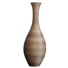 Hand-Woven PVC Rattan Floor Vase, 39.37 Inch Tall Decorative Vase for Home Decor, BeigeGreyTwo-Tone Farmhouse Vase for Living Room, Bohemian & Coastal Style