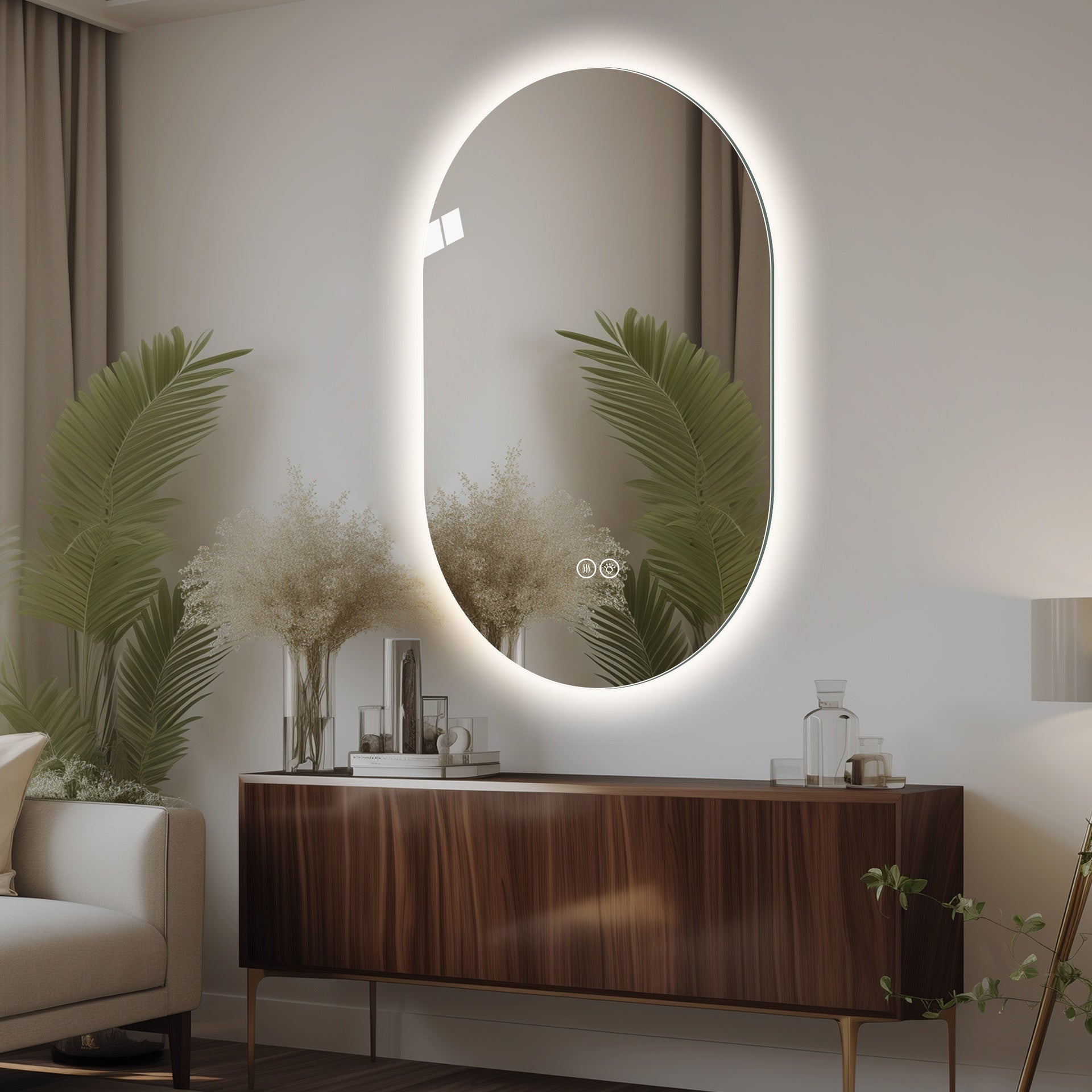 48*30 inch Smart Wall Mounted LED Touch Screen Anti-fog Mirror Bathroom Mirror, Barber Shop Mirror