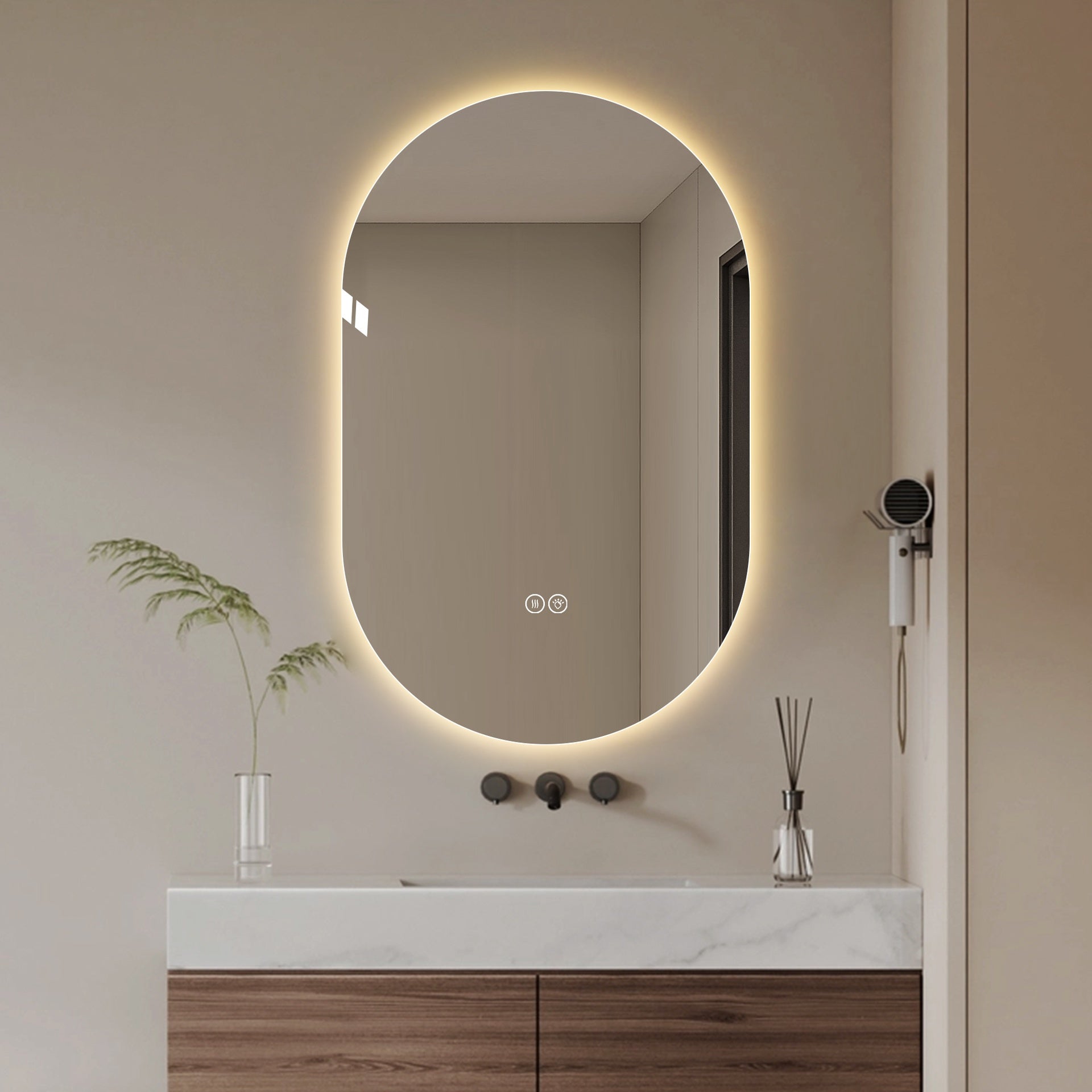 48*30 inch Smart Wall Mounted LED Touch Screen Anti-fog Mirror Bathroom Mirror, Barber Shop Mirror