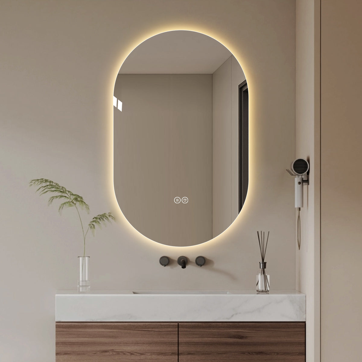 48*30 inch Smart Wall Mounted LED Touch Screen Anti-fog Mirror Bathroom Mirror, Barber Shop Mirror