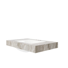 36" MURI Light Gray Sintered Stone Countertop and Undermount Ceramic Basin with Three Standard Pre-drilled Faucet Holes, NO Cabinet, NO Faucet and Sink Cover