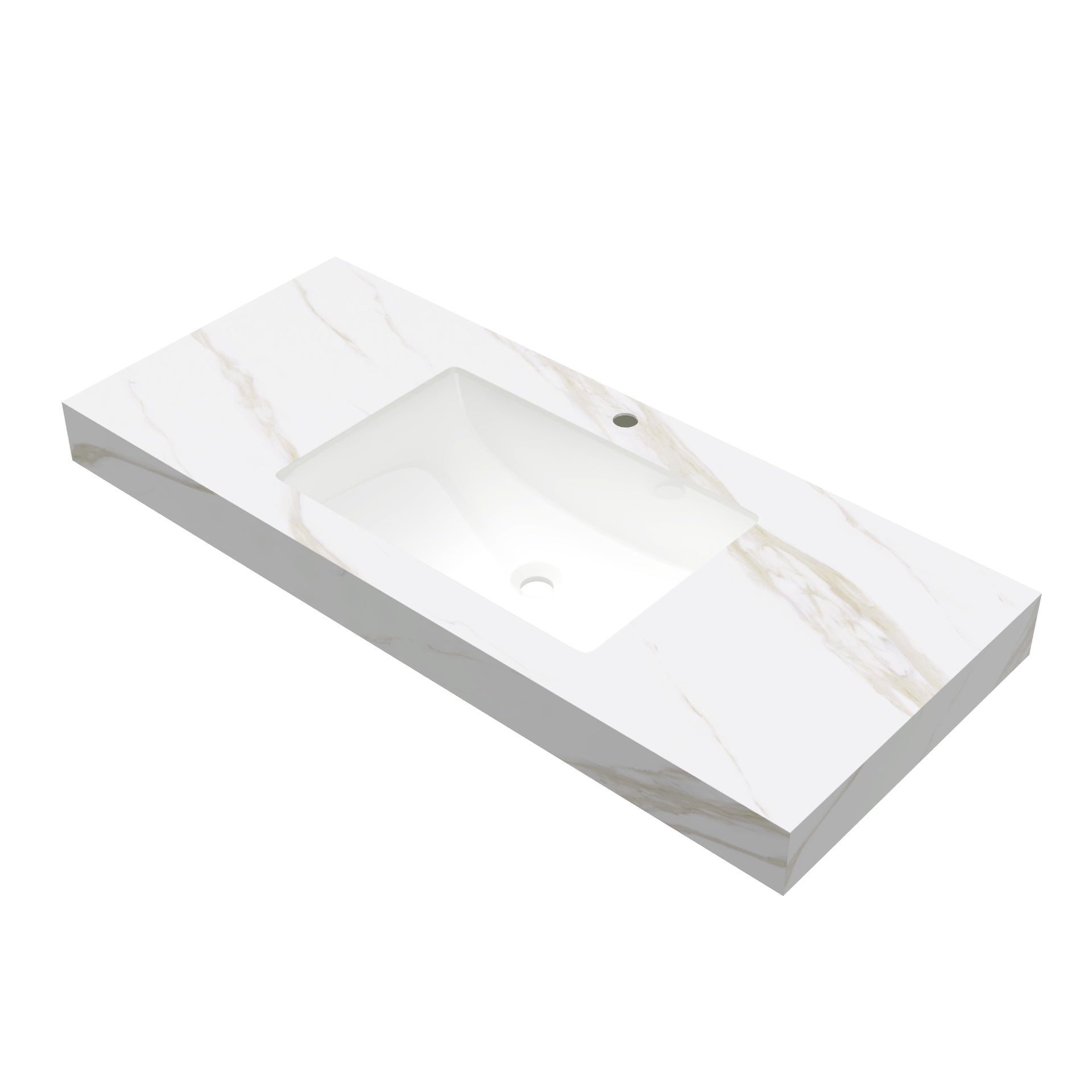 48" Calacatta Gold Sintered Stone Countertop and Undermount Ceramic Basin, NO Cabinet, NO Faucet and Drain, Suitable for Vanity FRIGGA