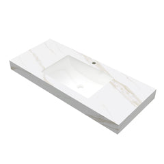 48" Calacatta Gold Sintered Stone Countertop and Undermount Ceramic Basin, NO Cabinet, NO Faucet and Drain, Suitable for Vanity FRIGGA