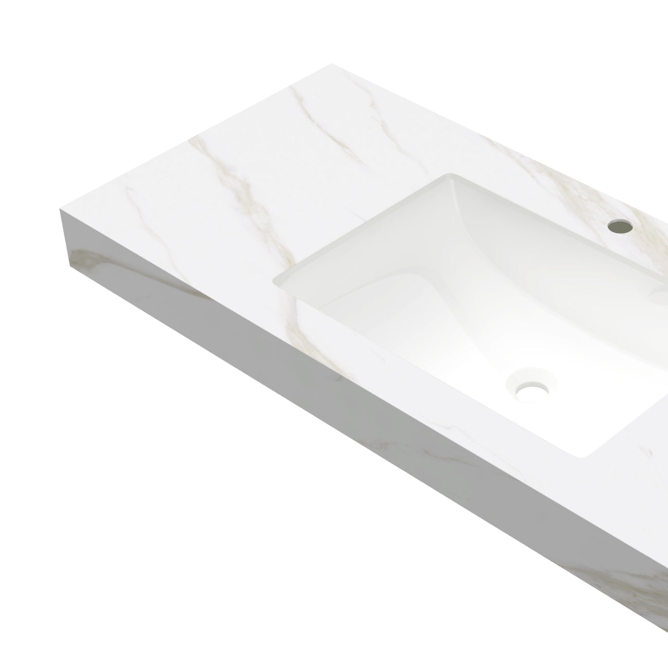 48" Calacatta Gold Sintered Stone Countertop and Undermount Ceramic Basin, NO Cabinet, NO Faucet and Drain, Suitable for Vanity FRIGGA