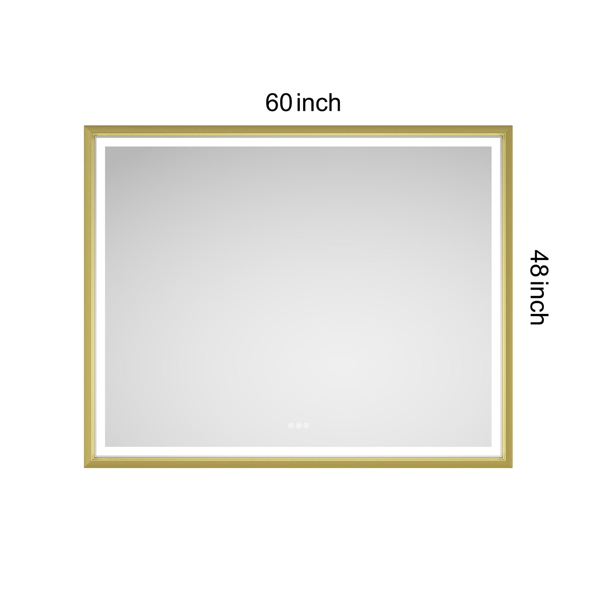 60 x 48 Inch LED Bathroom Mirror with Aluminum Frame, Wall Mounted Vanity Mirror, Anti-Fog, Memory, 3 Colors, Stepless Dimmable