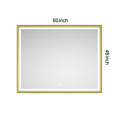 60 x 48 Inch LED Bathroom Mirror with Aluminum Frame, Wall Mounted Vanity Mirror, Anti-Fog, Memory, 3 Colors, Stepless Dimmable