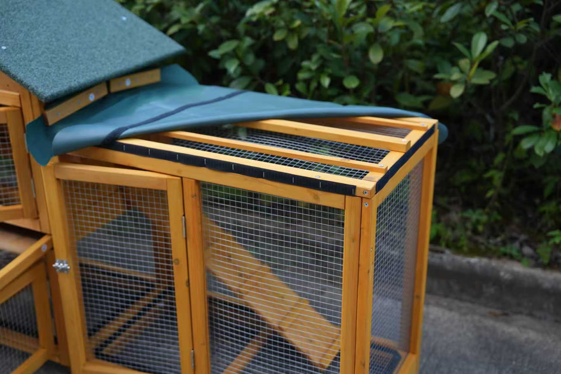 82inches Extra Large Wood Rabbit Hutch Outdoor Easy to Assemble and Stable Bunny Cage Indoor with Cleaning Tray & Waterproof Roof for Small and Medium Bun,Removable waterproof and sun protection cover