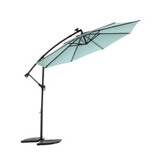 10ft Solar LED Offset Hanging Market Patio Umbrella  ( Light green )(No Base)