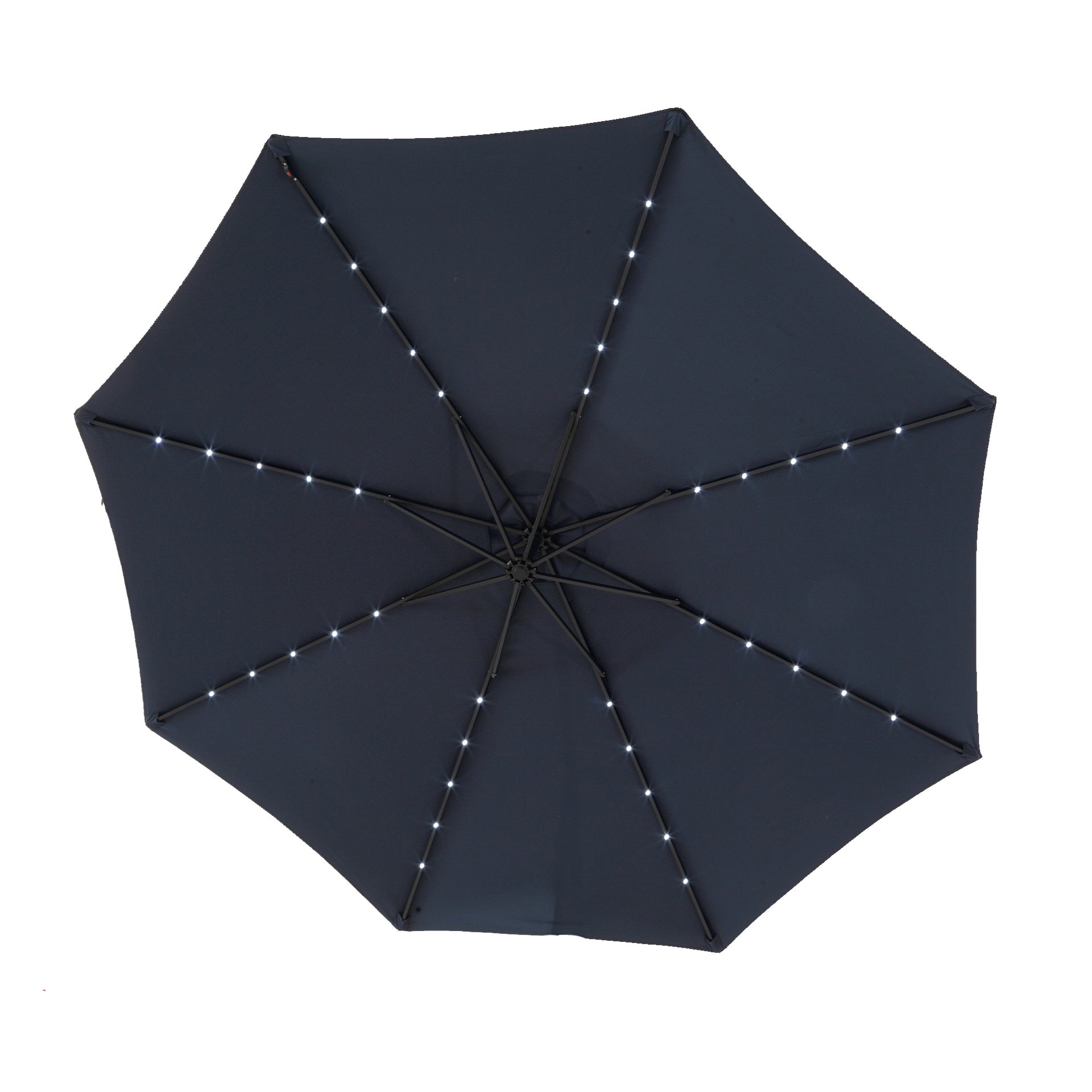 10ft Solar LED Offset Hanging Market Patio Umbrella  (Navy blue )(No Base)