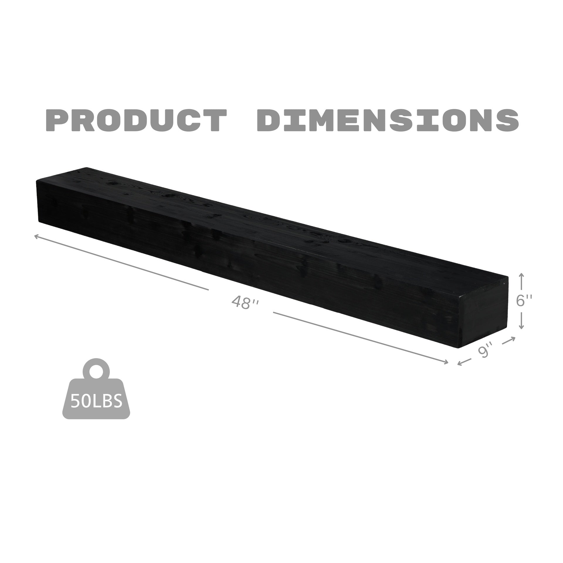 48'' Fireplace Mantel Fir Wood Wall-Mounted & Floating Shelf for Home Decor with Flat Surface