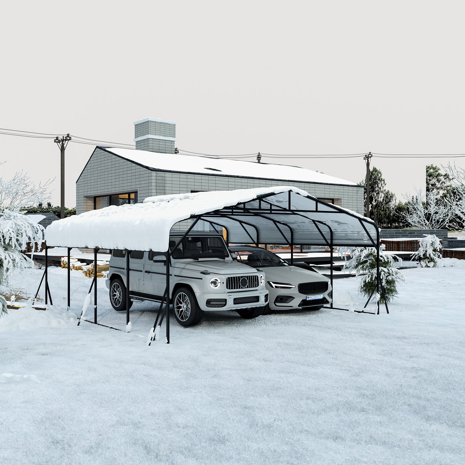 Carport 20 x 20 Shelter - Perfect Solution for Vehicles, Boats & Equipment - Durable, All-Weather, Quick Assembly - Spacious, Secure, Reinforced