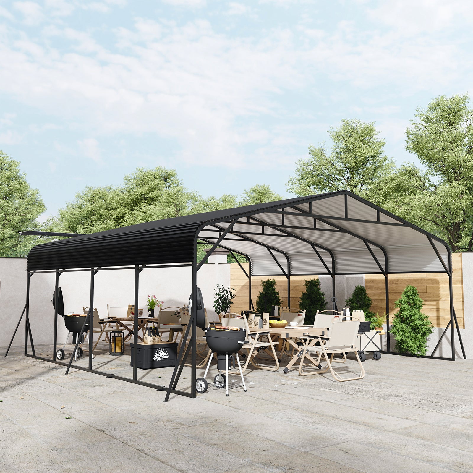 Carport 20 x 20 Shelter - Perfect Solution for Vehicles, Boats & Equipment - Durable, All-Weather, Quick Assembly - Spacious, Secure, Reinforced