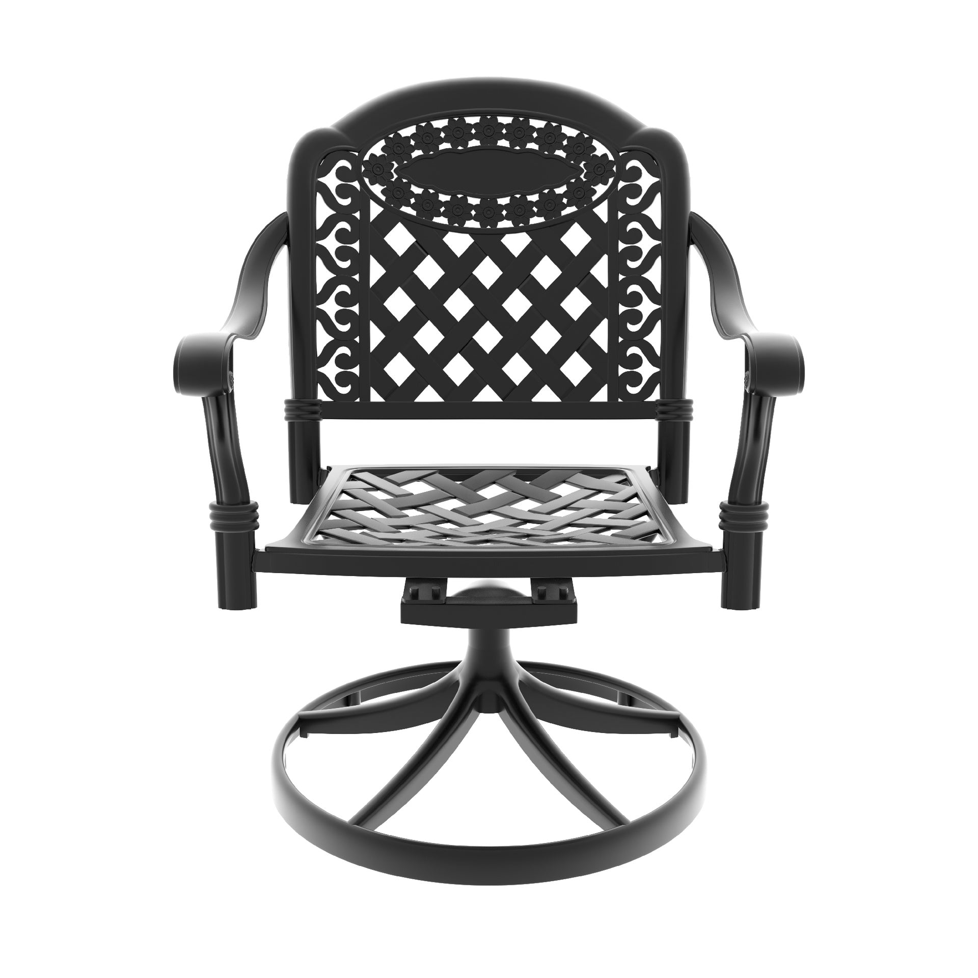 5-Piece All-Weather Cast Aluminum Dining Set, Include 4 Swivel Chairs and 39.37" Round Table With Black Frame (same sku: W1710S00436 )