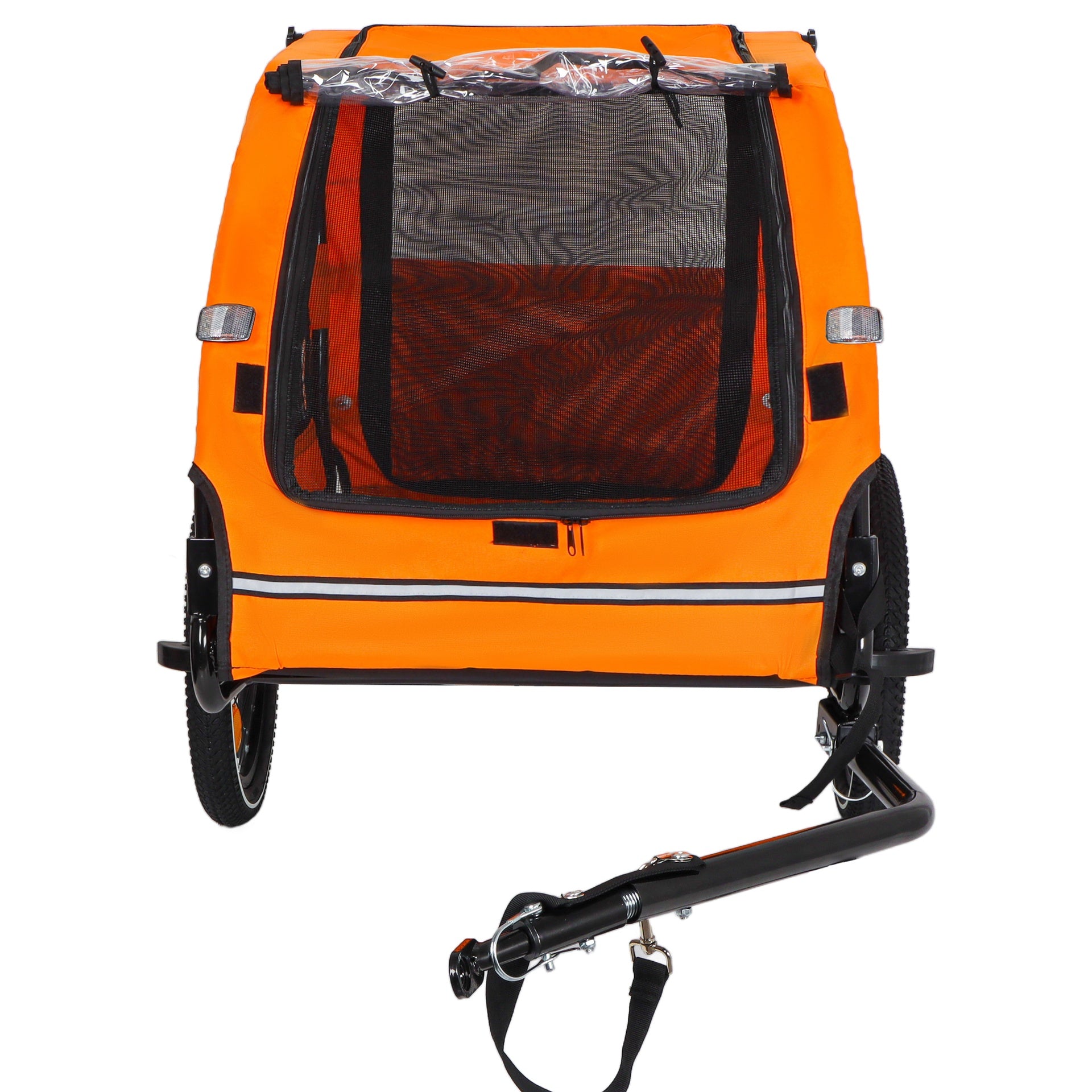 Pet Bike Trailer Dog Cart for Bicycle,Suitable for Small and Medium Pets, Easy Folding Cart Frame, Quick Release Wheel, Non-Slip Floor, Internal Leash, Orange+Gray