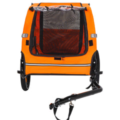 Pet Bike Trailer Dog Cart for Bicycle,Suitable for Small and Medium Pets, Easy Folding Cart Frame, Quick Release Wheel, Non-Slip Floor, Internal Leash, Orange+Gray