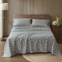 4 Pieces Cal King 100% Cotton Flannel Printed Sheet Set,Pine Branches