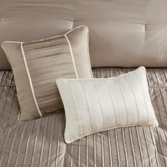 7 Piece Polyester Charmeuse Comforter Set Taupe Cal King