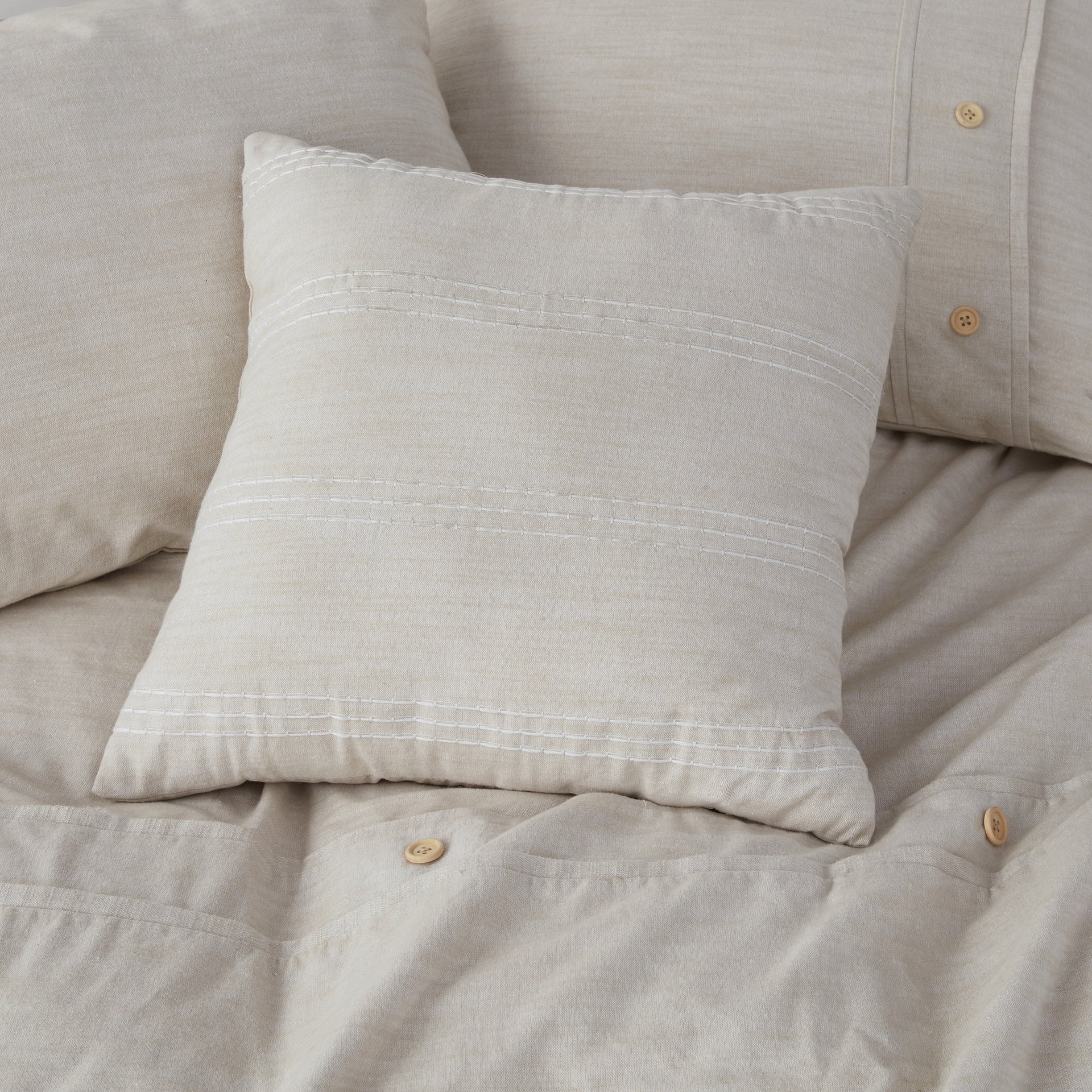 5 Piece Organic Cotton Oversized Comforter Cover Set w/removable insert Natural Full/Queen