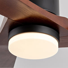 60 Inch Ceiling Fan with Light and Remote, 3 Walnut Solid Wood Blades, Quiet DC Motor, 6-Speed 5000 CFM, Dimmable 3-Color LED with Memory, Timer, and Reversible Function for Living Room, Bedroom