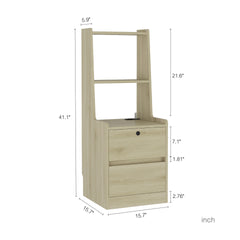 Nightstand with Charging Station, Smart Nightstand with Night Light, Modern Night Stand with Bookshelf, Bedside Tables with Storage Cabinet for Bedroom, Wood
