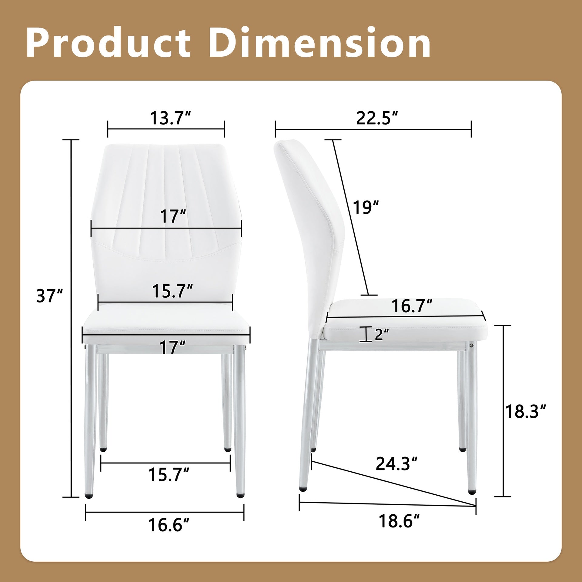 Set of 6 Silver - and - White Dining Chairs,37 inches High: Ergonomic PU Backrest, Combines Comfort and Style.Perfectly blends comfort and elegance, Injecting more comfort and style into dining time.