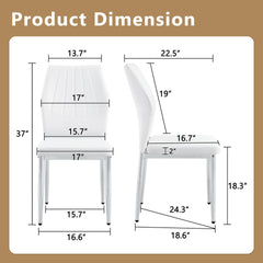 Set of 6 Silver - and - White Dining Chairs,37 inches High: Ergonomic PU Backrest, Combines Comfort and Style.Perfectly blends comfort and elegance, Injecting more comfort and style into dining time.