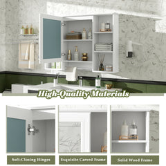3-in-1 Bathroom Mirror Cabinet, 42 inch Wall Mounted Medicine Cabinet with Adjustable Shelf & Soft Close Door, High-Define Mirror with Storage for Bathroom Vanity