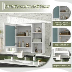 3-in-1 Bathroom Mirror Cabinet, 42 inch Wall Mounted Medicine Cabinet with Adjustable Shelf & Soft Close Door, High-Define Mirror with Storage for Bathroom Vanity