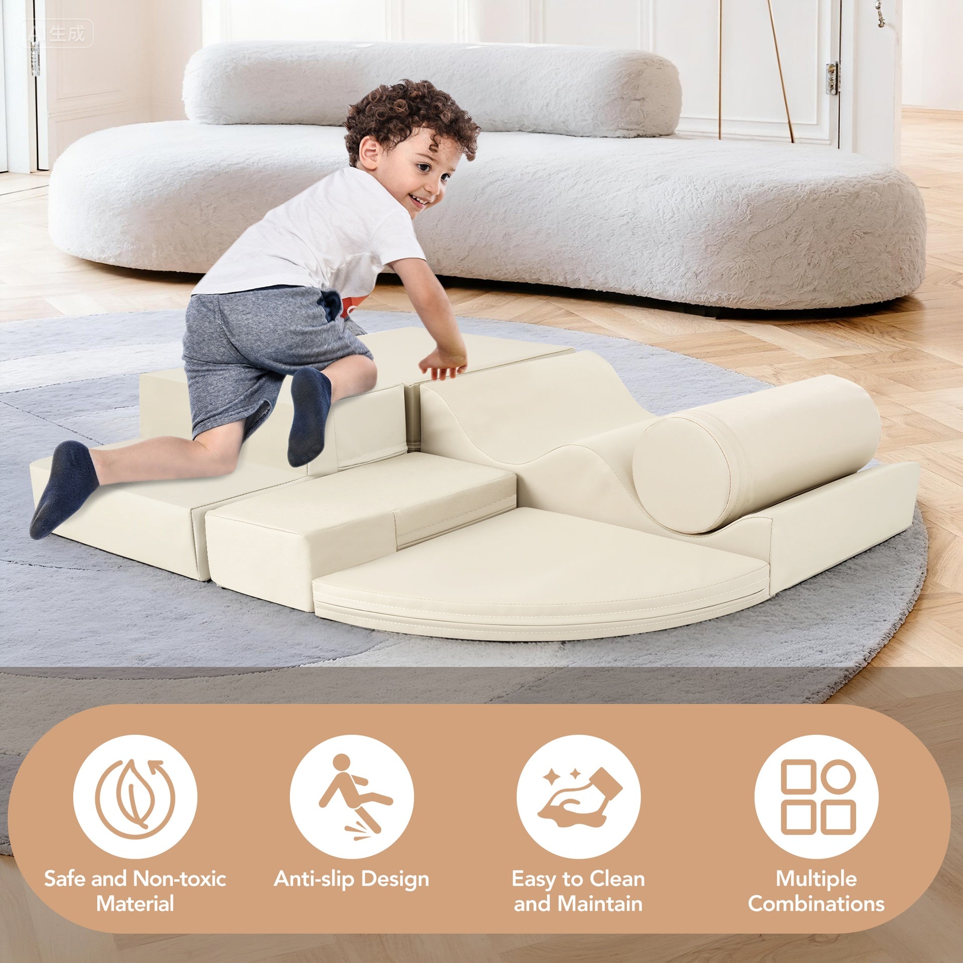 Soft Climb and Crawl Foam Playset 6 in 1, Soft Play Equipment Climb and Crawl Playground for Kids,Kids Crawling and Climbing Indoor Active Play Structure