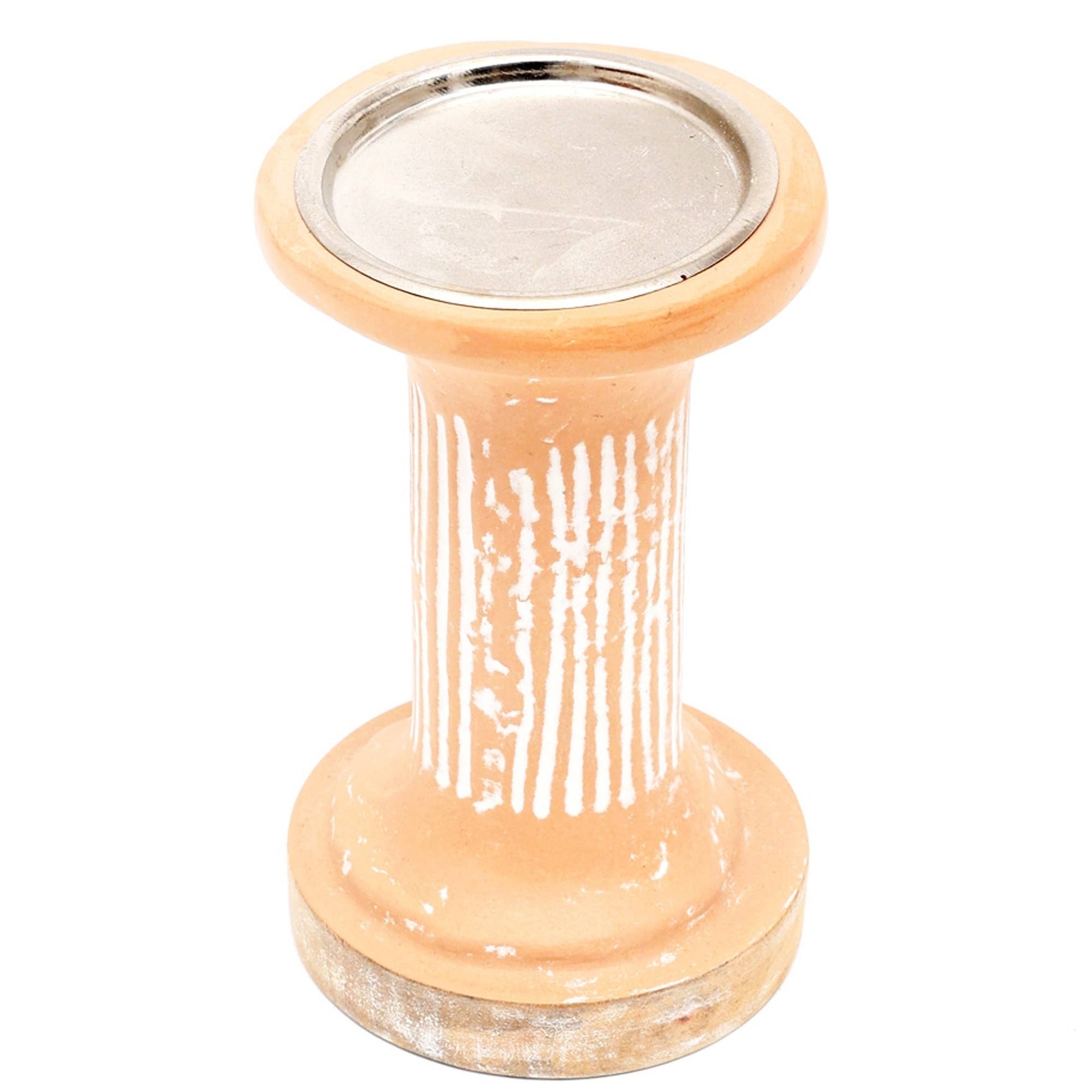 Brown EcoMix Pillar Tall Candle Holder – Sustainable Candle Stand for Elegant Lighting-4X4X7"