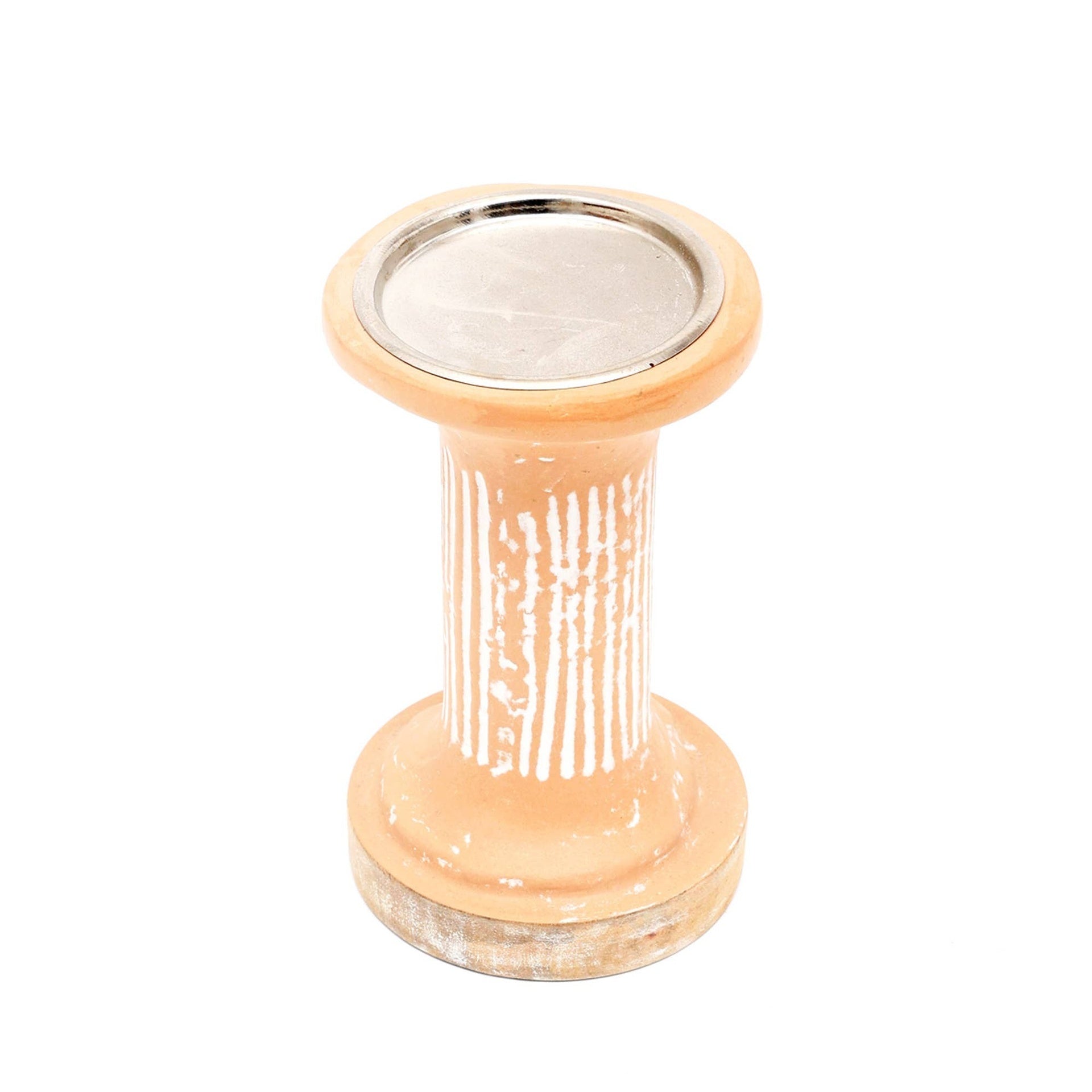 Brown EcoMix Pillar Tall Candle Holder – Sustainable Candle Stand for Elegant Lighting-4X4X7"