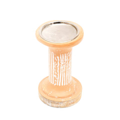 Brown EcoMix Pillar Tall Candle Holder – Sustainable Candle Stand for Elegant Lighting-4X4X7"