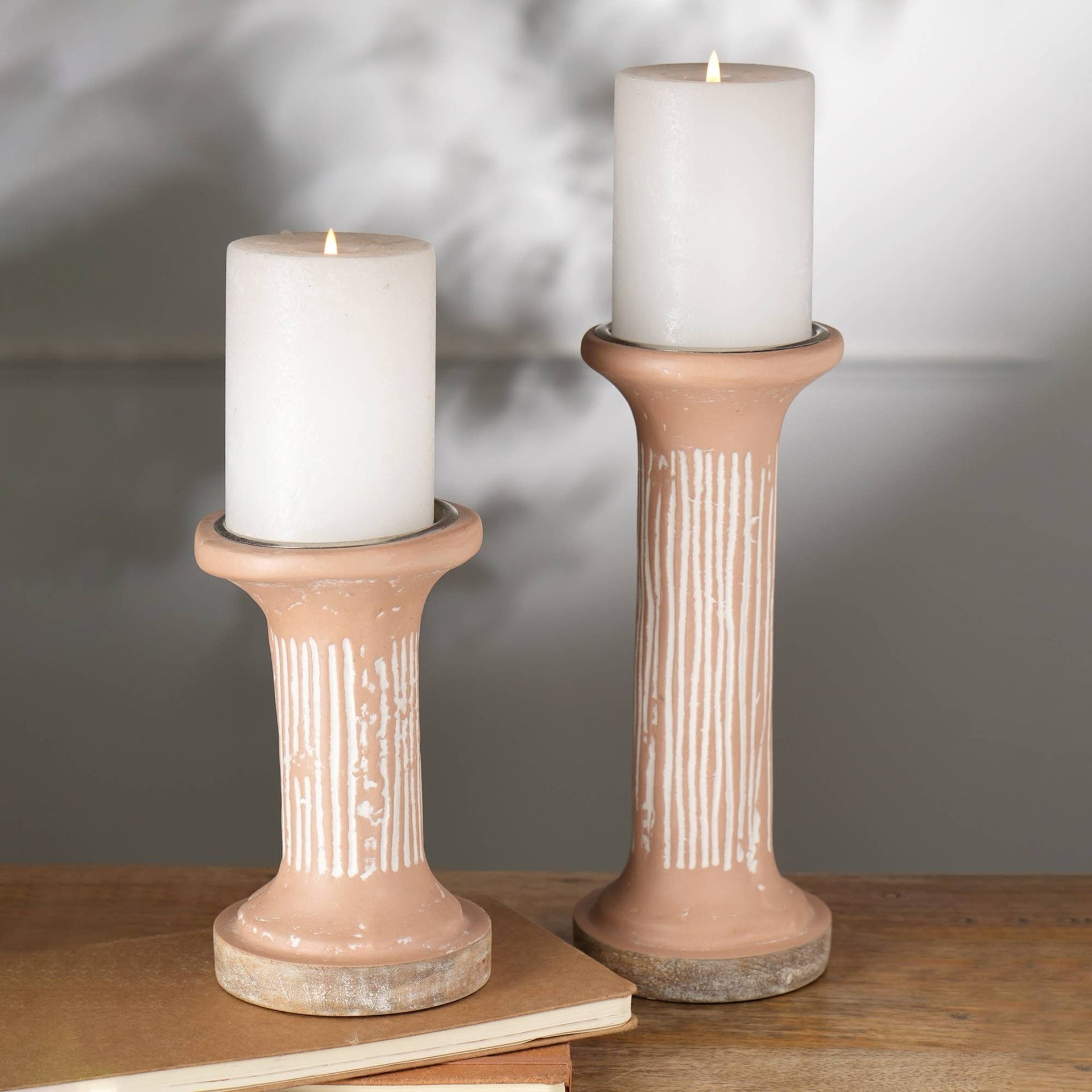 Brown EcoMix Pillar Tall Candle Holder – Sustainable Candle Stand for Elegant Lighting-4X4X7"