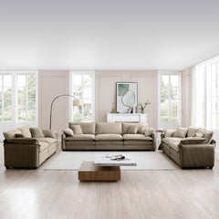 Modern Living Room Sofa 3 Pieces Set, Two 2-Seater Sofas and One 3-Seater Sofas, Upholstery Large Deep Seat Sofa with sofat Cushion and Pillowss,Tan Corduroy