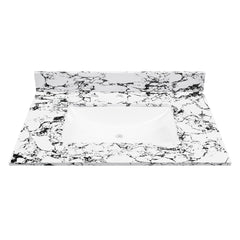 31"x22" Bathroom Vanity Top, with Undermount Ceramic Sink and Backsplash, artificial marble Bathroom Vanity Top with 3 Faucet Holes, New Carrara white and black( only Bathroom Vanity Top )