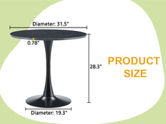 Round Dining Table, 31.5" Circle Tulip Table with Thickened Tabletop & Metal Pedestal, Mid Century Modern Bistro Table for Kitchen, Small Places, Living Room, Cafe (Faux Marble)