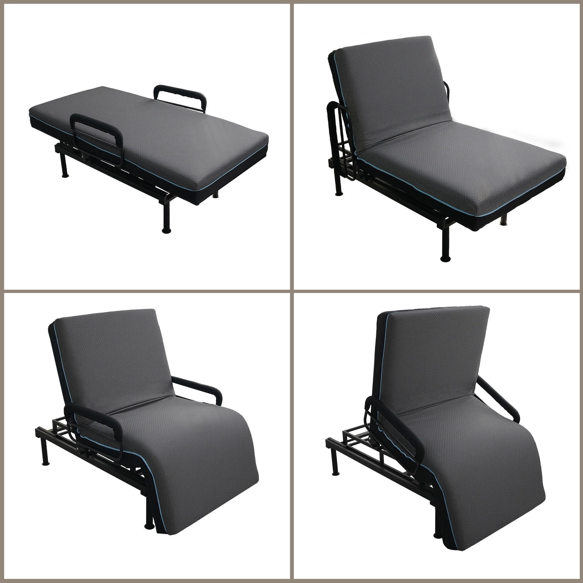 Electric Lift Bed for Seniors - Wired Remote Control with One-Touch Backrest Lift & Leg Lowering, Fall-Safe Rails, Safe Standing/Sitting/Lying Aid