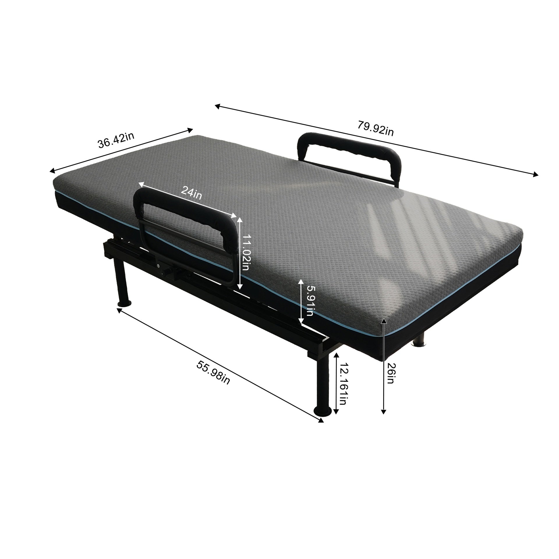 Electric Lift Bed for Seniors - Wired Remote Control with One-Touch Backrest Lift & Leg Lowering, Fall-Safe Rails, Safe Standing/Sitting/Lying Aid