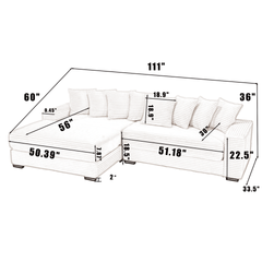 [NEW ARRIVED] [VIDEO PROVIDED] Oversized Two-Piece Couches, L Shaped Sofa, Corduroy, Left Chaise Daybed,with Armrests,Eight Throw Pillows,Corner Sofa,Easy To Assemble, Green