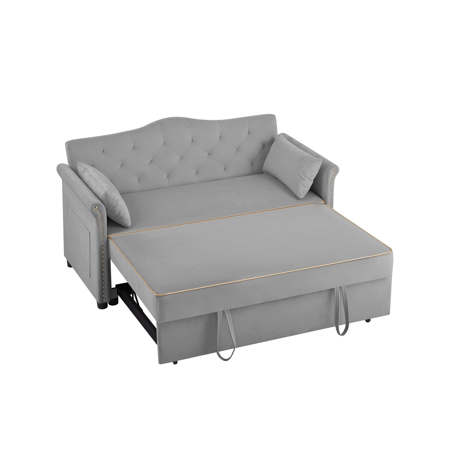 Grey Velvet Sleeper Sofa Bed