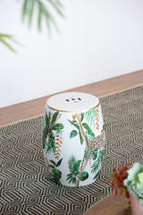 13x13x18" Ceramic Garden Stool, Jungle-themed Accent Side Table