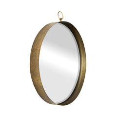 24"x28" Gold Round Mirror, Circle Mirror with Iron Frame for Living Room Bedroom Vanity Entryway Hallway