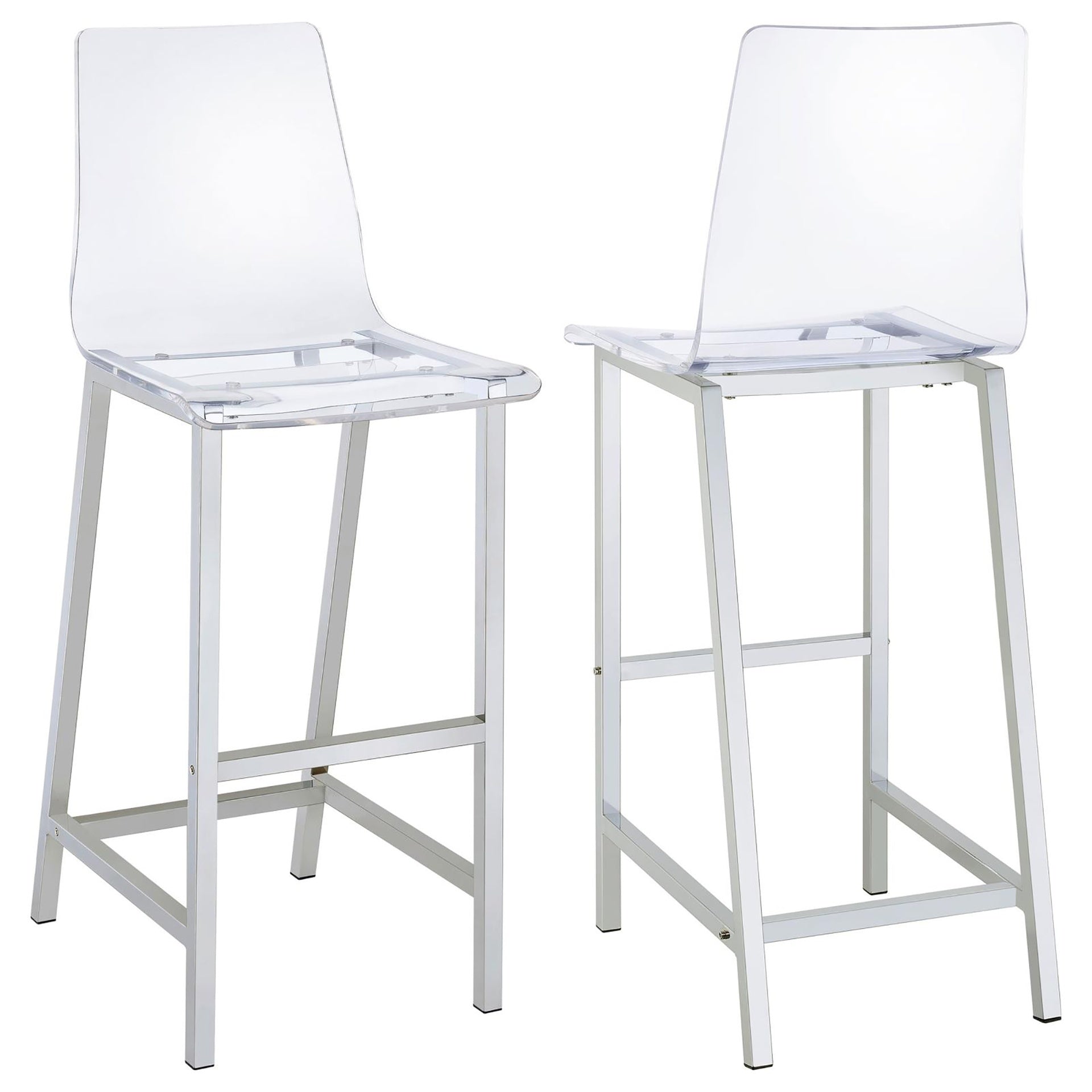 Clear and Chrome Bar Stools (Set of 2)
