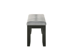 1Pc Contemporary Style Bench Gray Fabric Upholstery Tufted Tapered Wood Legs Bedroom Living Room Dining Room Furniture Wheat Charcoal Finish
