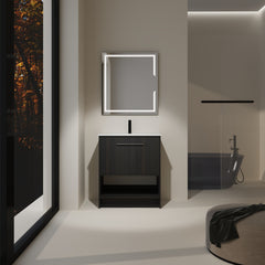 30" Bathroom Vanity with Ceramic Sink, 2 Soft Closing Doors, Freestanding Bathroom Cabinet Vanity, Plywood