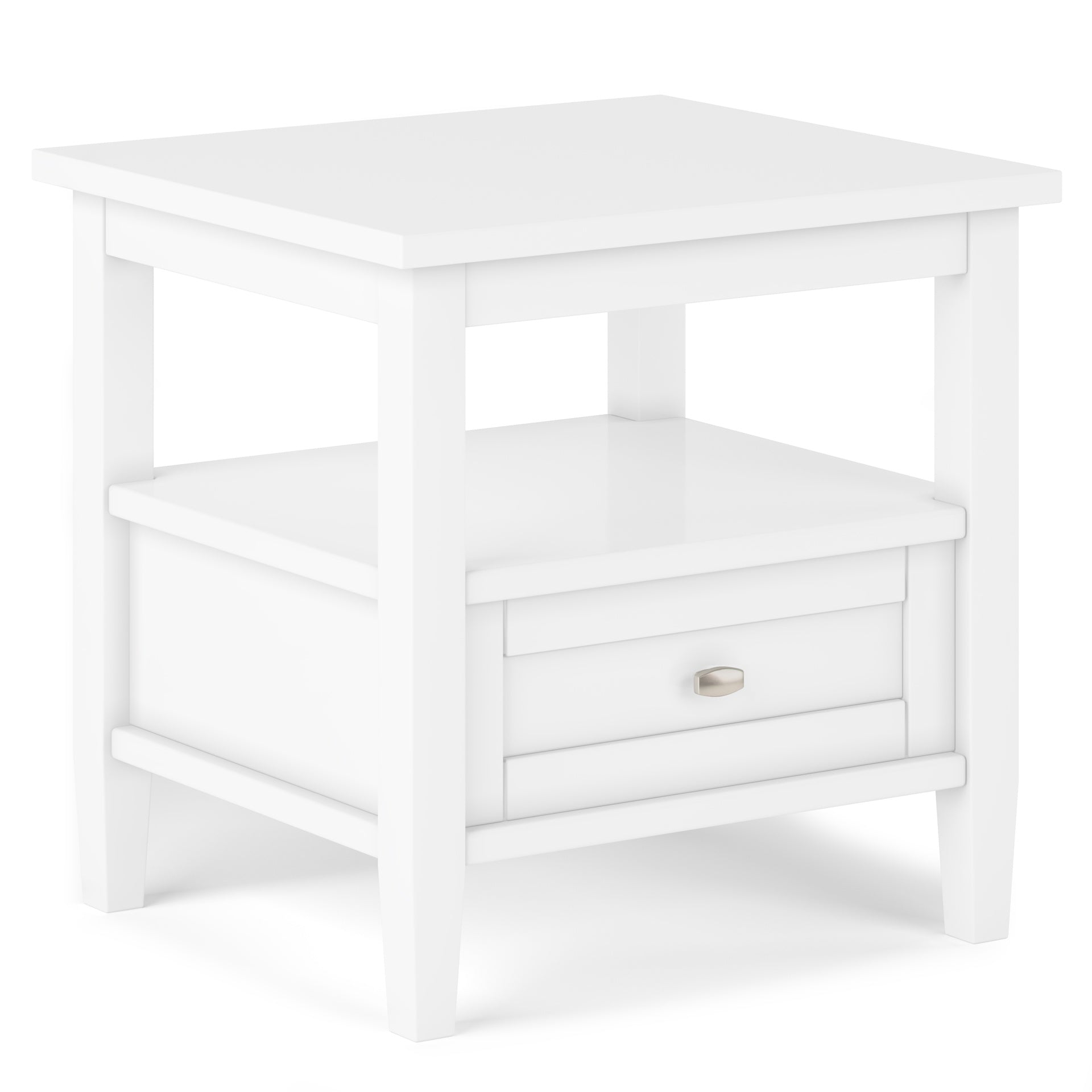 Warm Shaker Solid Wood 20 inch Wide Transitional End Table in White